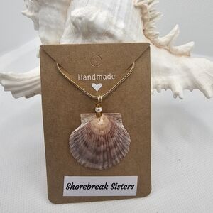 Gold and Brown Shell Pendant Necklace